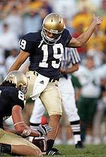 DJ Fitzpatrick Follows Through For Irish Special Teams Through the first five games of the 2005 season, D.J. Fitzpatrick has converted on six of seven field-goal tries and has made 23 of 23 points after touchdown. He's punted 17 times and is averaging 40.7 yards per kick.
