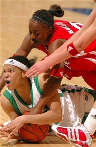 Irish Upend No. 17/16 Louisville, 64-55 Ashley Barlow calls timeout after grabbing a loose ball from Louisville guard Patrika Barlow during first half.