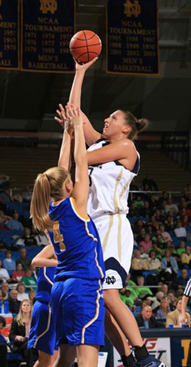 Junior center Melissa D'Amico led four Irish players in double figures with a game-high 15 points, while adding seven rebounds as Notre Dame rolled to its sixth consecutive win, 73-48 over Georgetown on Wednesday night at the Joyce Center.