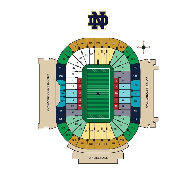 Notre Dame Athletics The Fighting Irish Football Seating Chart